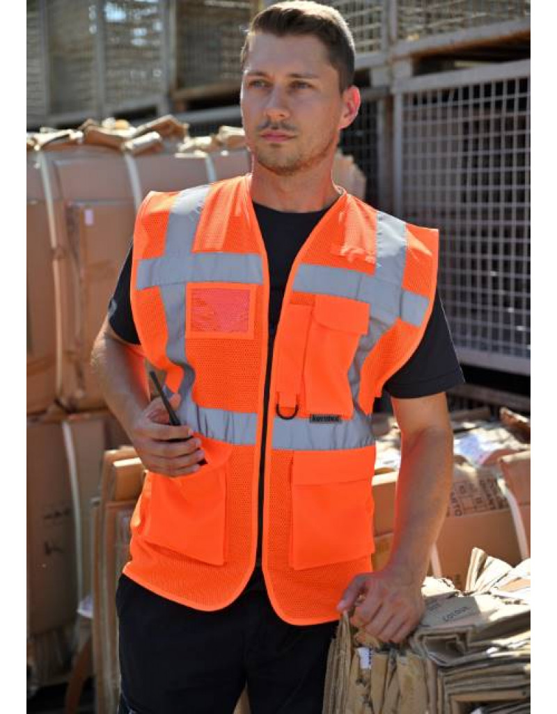 Vestă de lucru multifuncțională din plasă